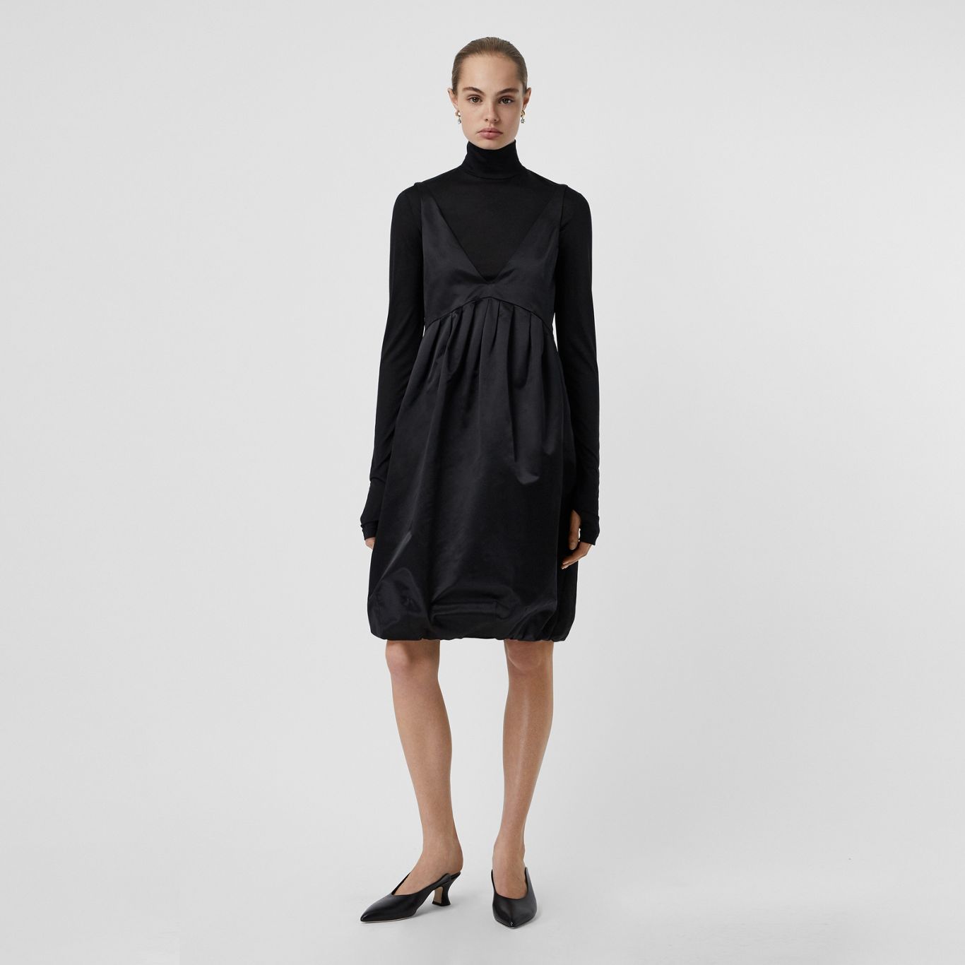 Duchess Satin Bubble Hem Dress